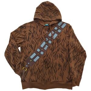 STAR WARS Long Sleeve Full Zip Chewbacca Hoodie Men's Size M Embroidered Details